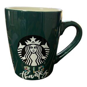 Starbucks 2020 Limited Edition “Thanks” Floral Green Ceramic Coffee Mug by Nestl